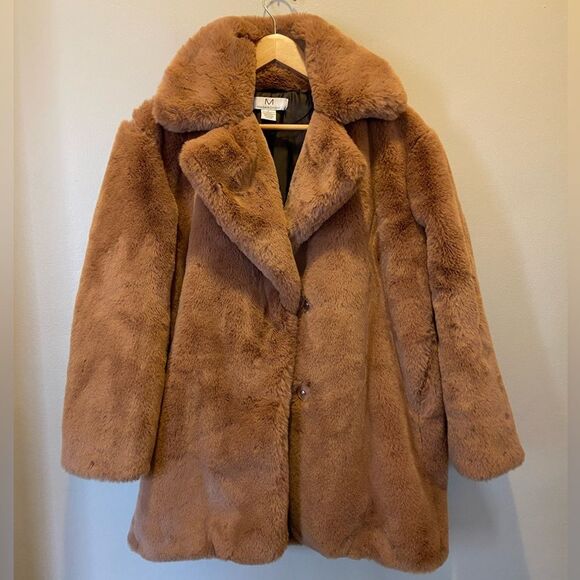 Magaschoni Camel Faux Fur Coat S - Picture 1 of 6